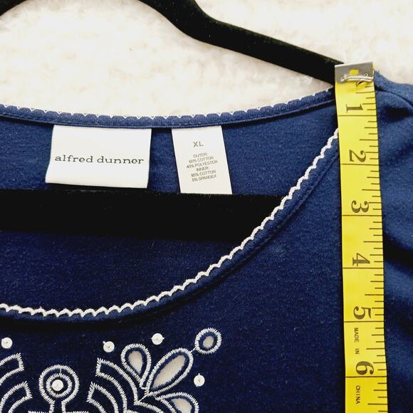 Top Size XL Navy White Embroidery Cruise Nautical Sailorcore Coastal Classic Y2K - Picture 6 of 14